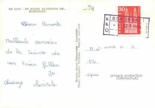 AK / Ansichtskarte Boncourt  Dellle Porrentruy JU Vues aériennes