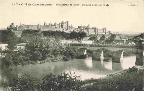AK / Ansichtskarte CARCAssONNE 11 Aude Vue generale de l'Ouest Les deux Ponts sur l'Aude