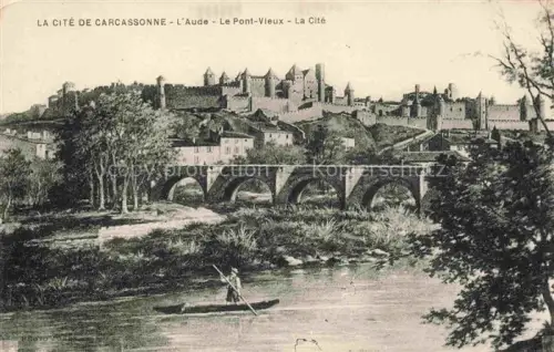 AK / Ansichtskarte CARCAssONNE 11 Aude L'Aude Le Pont Vieux La Cite