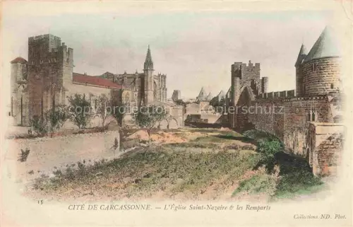 AK / Ansichtskarte CARCAssONNE 11 Aude Eglise Saint Nazaire et les Remparts