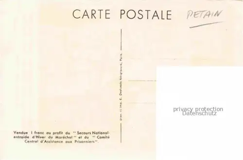 AK / Ansichtskarte PETAIN Philippe Militaria France Secours National  