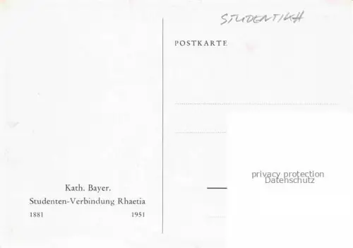 AK / Ansichtskarte Studentika Cum Fide Virtus Kath. Bayer. Rhaetia 