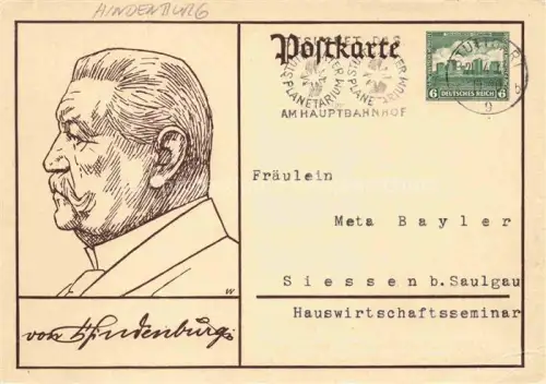 AK / Ansichtskarte HINDENBURG  Paul von Politik Hauswirtschaftsseminar 