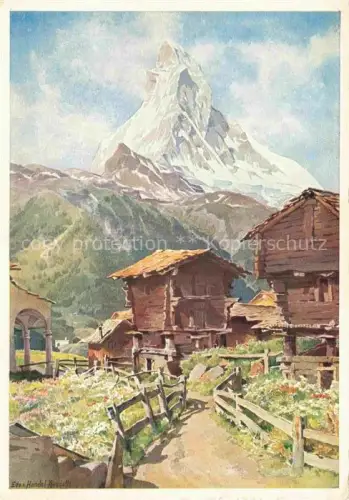 AK / Ansichtskarte HANDEL-MAZZETTI Edo von Kuenstlerkarte Matterhorn Zermatt Winkelmatten 