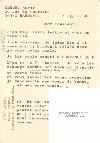 AK / Ansichtskarte GEORGES General Militaria France Commandant Armee Army  francaise 