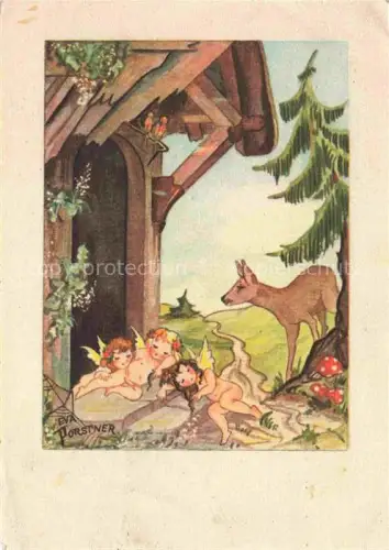 AK / Ansichtskarte PORSTNER Eva  Kuenstlerkarte Rehe Engel Kinder Litho
