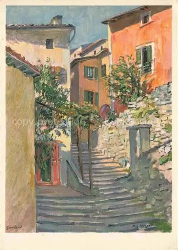 AK / Ansichtskarte MEIJER Fritz Kuenstlerkarte Dorfgasse in Gandria  