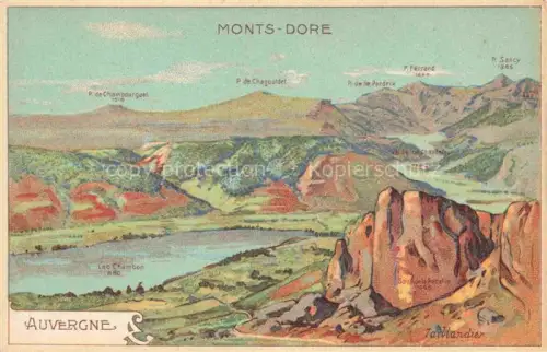 AK / Ansichtskarte Monts-Dore Clermont-Ferrand 63 Puy-de-Dome Landschaftspanorama Lac Chambon Taillandier Kuenstlerkarte