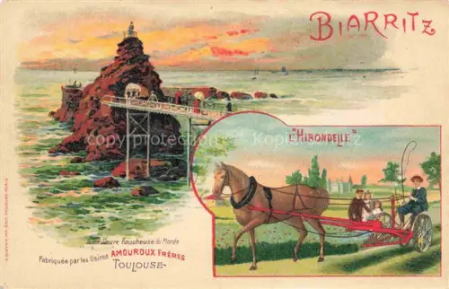 AK / Ansichtskarte BIARRITZ 64 Pyrenees Atlantiques Rocher de la Vierge Pont l'Hirondelle Kuenstlerkarte