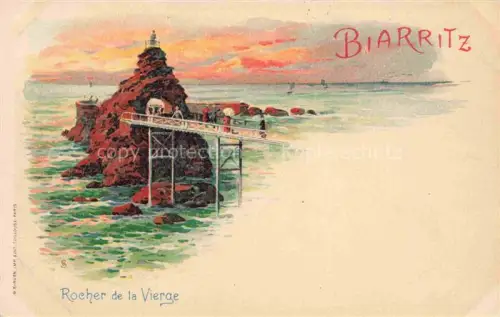 AK / Ansichtskarte BIARRITZ 64 Pyrenees Atlantiques Rocher de la Vierge Pont Kuenstlerkarte