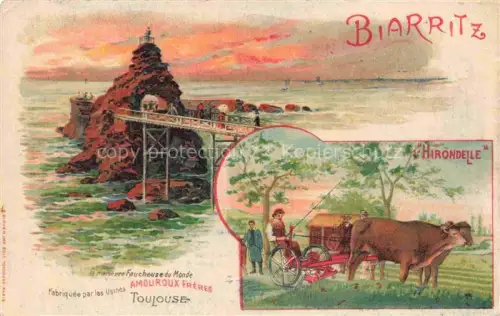 AK / Ansichtskarte BIARRITZ 64 Pyrenees Atlantiques Rocher de la Vierge Pont l'Hirondelle Kuenstlerkarte