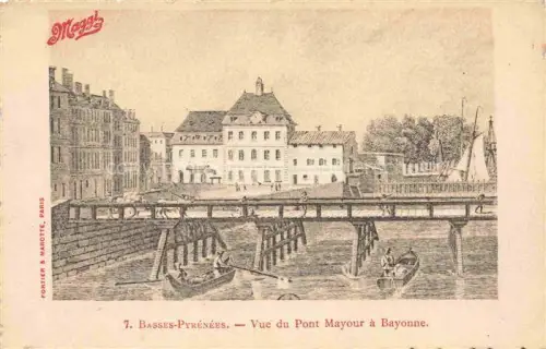 AK / Ansichtskarte BAYONNE 64 Pyrenees-Atlantiques Vue du Pont Mayour Werbung Maggi Kuenstlerkarte