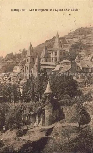 AK / Ansichtskarte Conques-en-Rouergue RODEZ 12 Aveyron Les Remparts et l'Eglise