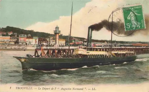 AK / Ansichtskarte TROUVILLE -SUR-MER 14 Calvados Le Départ du bateau Augustin Normand