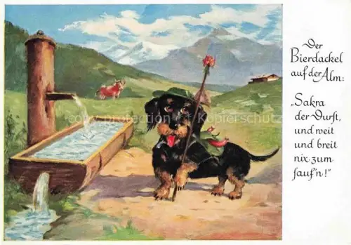 AK / Ansichtskarte Koehn Emil Kuenstlerkarte Dackel Bierdackel 