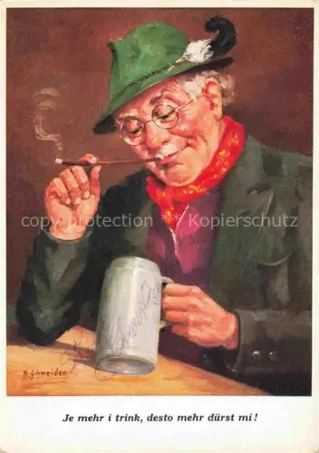 AK / Ansichtskarte Bier Beer Biere Kuenstlerkarte Zigarette Trinken 