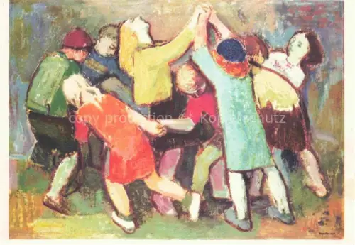 AK / Ansichtskarte BERGANDER Rudolf Kuenstlerkarte Kinderreigen Museum Karl Marx Stadt 