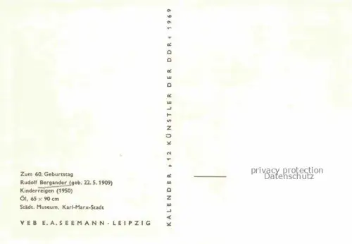AK / Ansichtskarte BERGANDER Rudolf Kuenstlerkarte Kinderreigen Museum Karl Marx Stadt 
