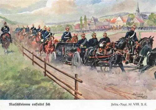 AK / Ansichtskarte DoeBRICH Steglitz Kuenstlerkarte Marschkolonne Pferdkutsche Soldaten  