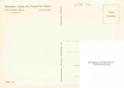AK / Ansichtskarte KLIMSCH Fritz Skulpturen Anadyomene Muenchen Haus der Deutschen Kunst 