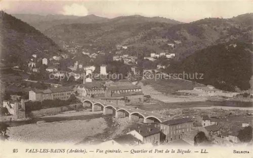 AK / Ansichtskarte Vals -les-Bains Largentiere 07 Ardeche Vue generale Quartier et Pont de la Begude