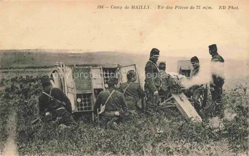 AK / Ansichtskarte Mailly-le-Camp Mailly-sur-Aube Troyes 10 Aube Tir des Pieces de 75 mm