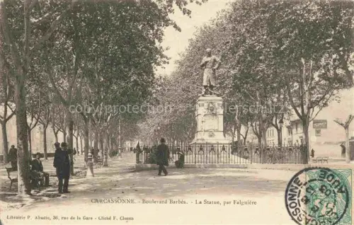 AK / Ansichtskarte CARCAssONNE 11 Aude Boulevard Barbes La Statue par Falguiere