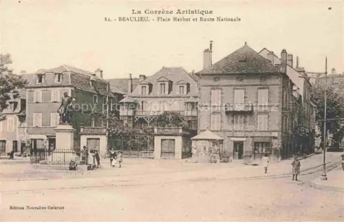 AK / Ansichtskarte Beaulieu Dordogne -sur-Dordogne 19 Correze Place Marbot et Route Nationale Monument