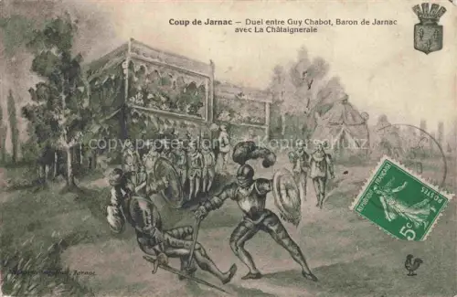 AK / Ansichtskarte Jarnac COGNAC 16 Charente Duel entre Guy Chabot Baron de Jarnac avec la Châtaigneraie Dessin Kuenstlerkarte