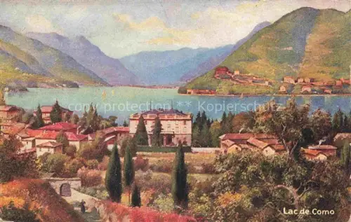 AK / Ansichtskarte COMO  Lago di Como Lombardia IT Panorama Comer See Kuenstlerkarte