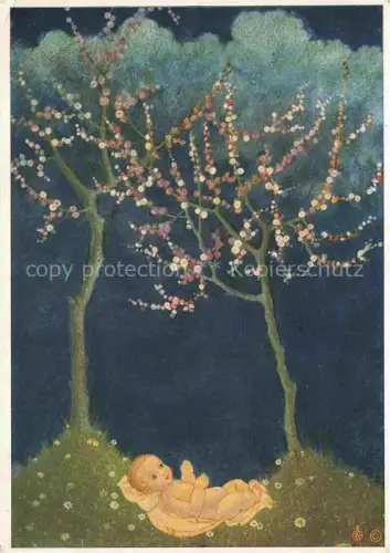AK / Ansichtskarte REINTHALER F. Kuenstlerkarte Nr. 5505 Menschenbluete Baby Wiese Bluehende Baum 