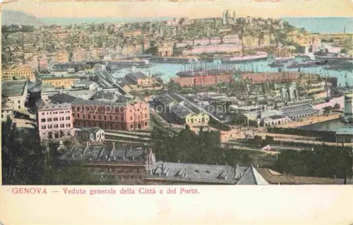 AK / Ansichtskarte GENOVA Genua Liguria IT Veduta generale della Città e del Porto