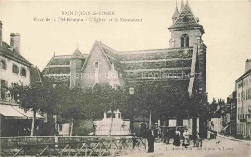 AK / Ansichtskarte Saint-Jean-de-Losne BEAUNE 21 Cote-d Or Place de la Délibération Eglise et Monument Correspondence militaire