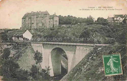 AK / Ansichtskarte Boussac Gueret 23 Creuse Le château et pont sur la Petite Creuse