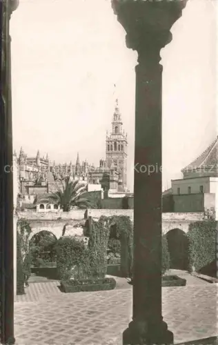 AK / Ansichtskarte SEVILLA Andalucia ES Reales Aleazares Patio de la Monteria y la Giralda