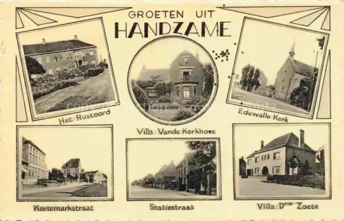AK / Ansichtskarte Handzame Handzaeme West-Vlaanderen Belgie Het Rustoord Villa Vande Kerkhove Edewalle Kerk Kortemarkstraat Statiestraat Villa Doct Zoete