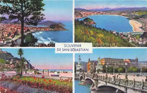 AK / Ansichtskarte SAN SEBASTIAN  DONOSTIA Saint-Sebastien Pais Vasco ES Vue generale La Concha Les Jardins de la Plage Le Pont Marie Christine