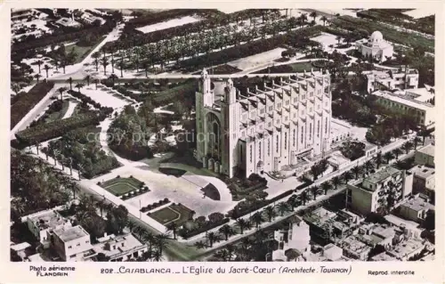 AK / Ansichtskarte CASABLANCA Maroc Eglise du Sacre Coeur Vue arienne