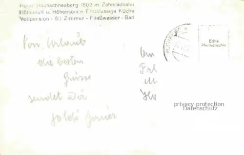 AK / Ansichtskarte Hochschneeberg 2061m Niederoesterreich AT Hotel Hochschneeberg mit Zahnradbahn