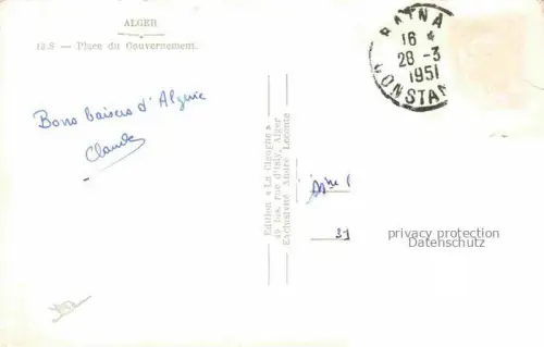 AK / Ansichtskarte ALGER  Algerie Place du Gouvernement