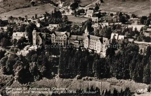 AK / Ansichtskarte St Andreasberg Harz Niedersachsen Wintersportplatz Glueckauf Fliegeraufnahme