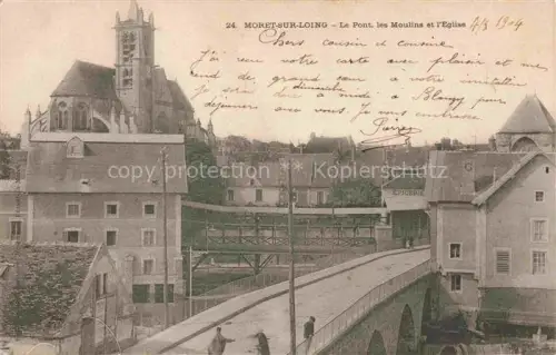 AK / Ansichtskarte Moret-sur-Loing 77 Seine-et-Marne Le pont les moulins et l'église