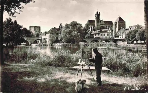 AK / Ansichtskarte Moret-sur-Loing 77 Seine-et-Marne Le Donjon Porte de Bourgogne Eglise Notre-Dame sous le pinceau du Peintre Zanaroff