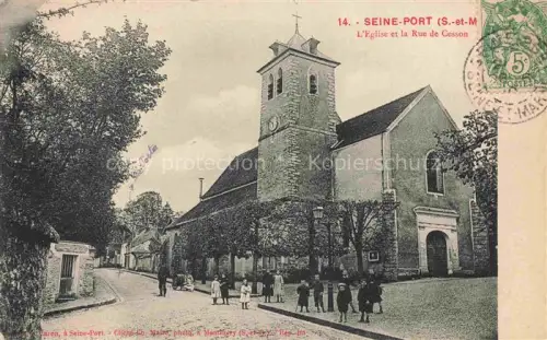 AK / Ansichtskarte Seine-Port MELUN 77 Seine-et-Marne Eglise et la Rue de Cesson