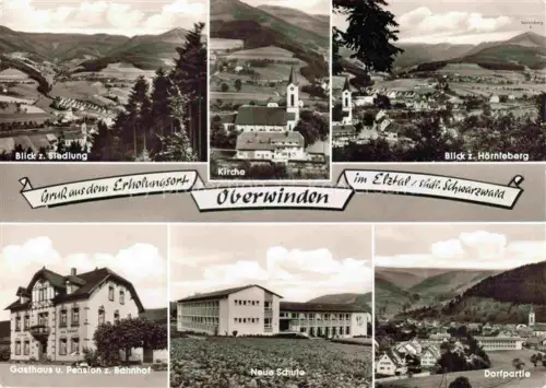 AK / Ansichtskarte Oberwinden  Elztal BW Neue Schule Dorfpartie Pension z. Bahnhof Kirche Hoernleberg