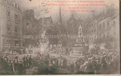 AK / Ansichtskarte Guingamp 22 Cotes-d Armor Procession de nuit du Grand Pardon de Juillet Notre-Dame de Bon-Secours Dessin Kuenstlerkarte