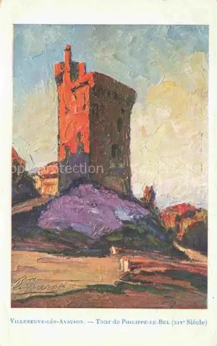 AK / Ansichtskarte Villeneuve-les-Avignon NIMES 30 Gard Tour de Philippe-le-Bel XIVe siècle Dessin Kuenstlerkarte