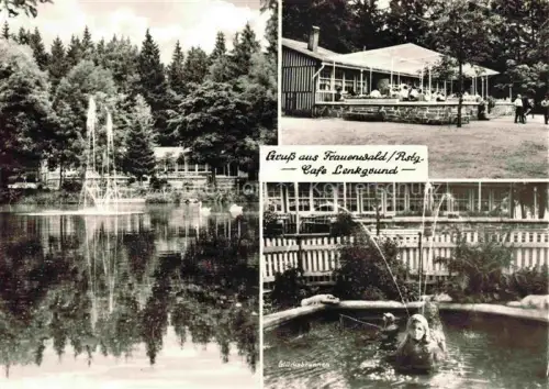 AK / Ansichtskarte Frauenwald Thueringen Cafe Lenkgrund Park Fontaine Gluecksbrunnen