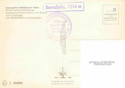AK / Ansichtskarte Neukirchen Grossvenediger Pinzgau-Pongau AT Berndlalm Alpengasthof