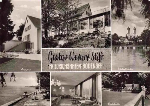 AK / Ansichtskarte FRIEDRICHSHAFEN Bodensee Gustav Werner Stift Eingang Schlosskirche Liegewiese Speisesaal Badehaus